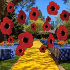 20 Pcs Wizard Themed Party Decorations Red Poppy Hanging Garlands, Red Poppy …