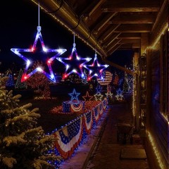 Easy Installation Patriotic Window Lights – 3 Pack Star Decor for July 4th