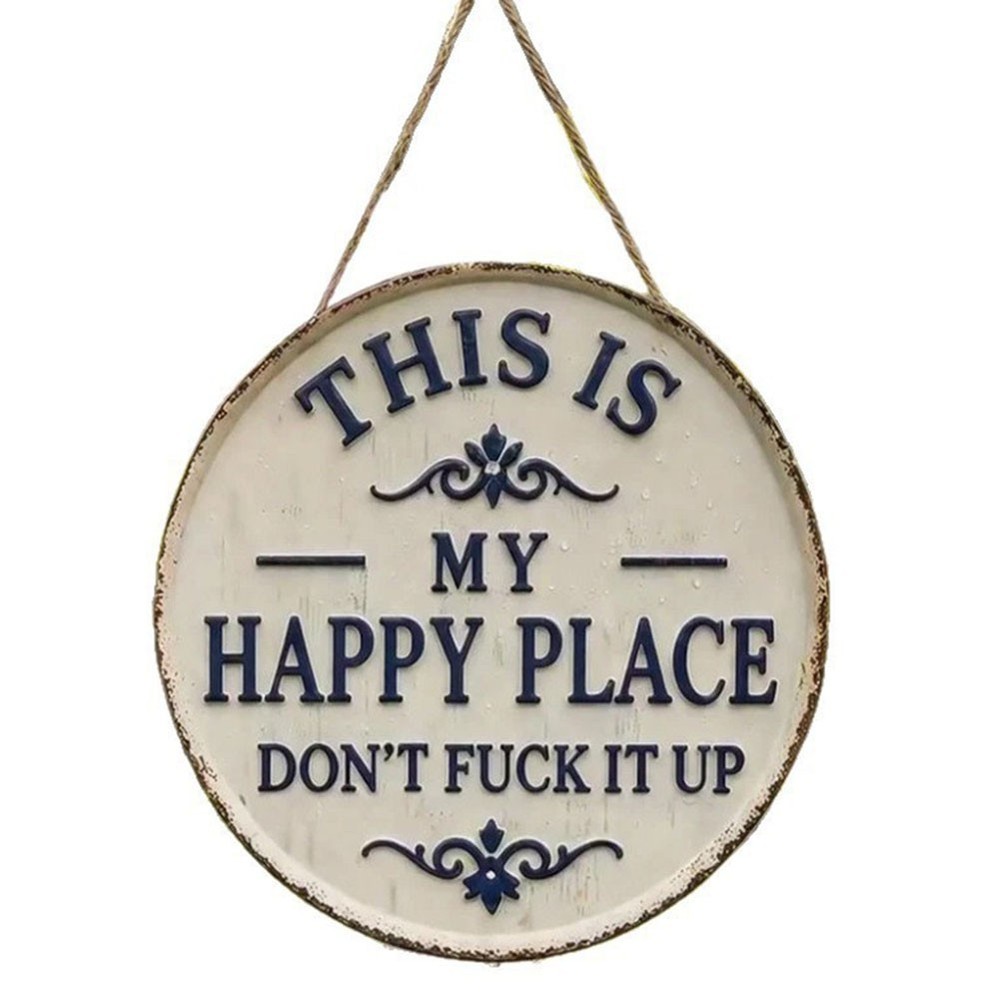 Distressed Finish Metal Sign for Garden Patio Fence This Is My Happy Place