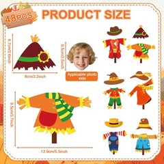 48 Pcs Fall Scarecrow Paper Photo Cutouts for Thanksgiving Bulletin Board Decor