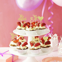 24 Pcs He Asked She Said Yes Cake Topper Gold Cupcake Toppers Heart Diamond Ring