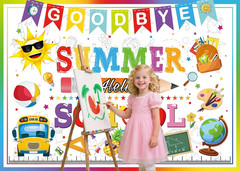 Goodbye Summer Hello School Backdrop 8X6Ft Welcome Back to School Banner Backgro