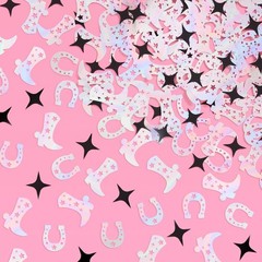 200 PCS Black Iridescent Western Confetti Rodeo Bachelorette Table Decor
