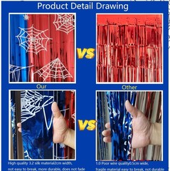 Spider Web Birthday Decorations, 2 Pack Spider Party Supplies 3.3×6.6ft Tinse…