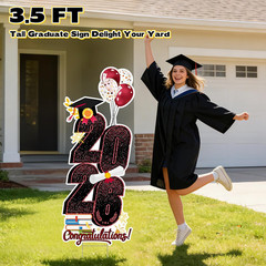 2026 Graduation Decorations Yard Sign, 3.5 FT Tall Class of 2026 Congrats Grad Y