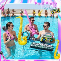12 Pieces Inflatable Instruments Party Props Rock Star Toy Set Blow Up Guitar…