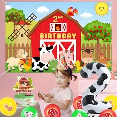 Farm Animal 2nd Party Decorations, Oink Baa Moo I Am Party Decorations Year O…