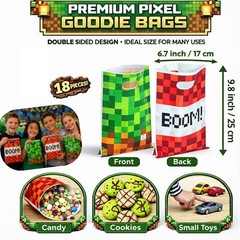 Pixel Birthday Party Decorations Party Supplies Set Including Backdrop Tableware