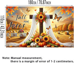 Fall for Jesus Backdrop Banner – Thanksgiving Outdoor Decor 71×43 Inches