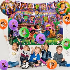 114 Pcs Magic House Birthday Party Supplies Set Plates Balloon Tablecloth Banner