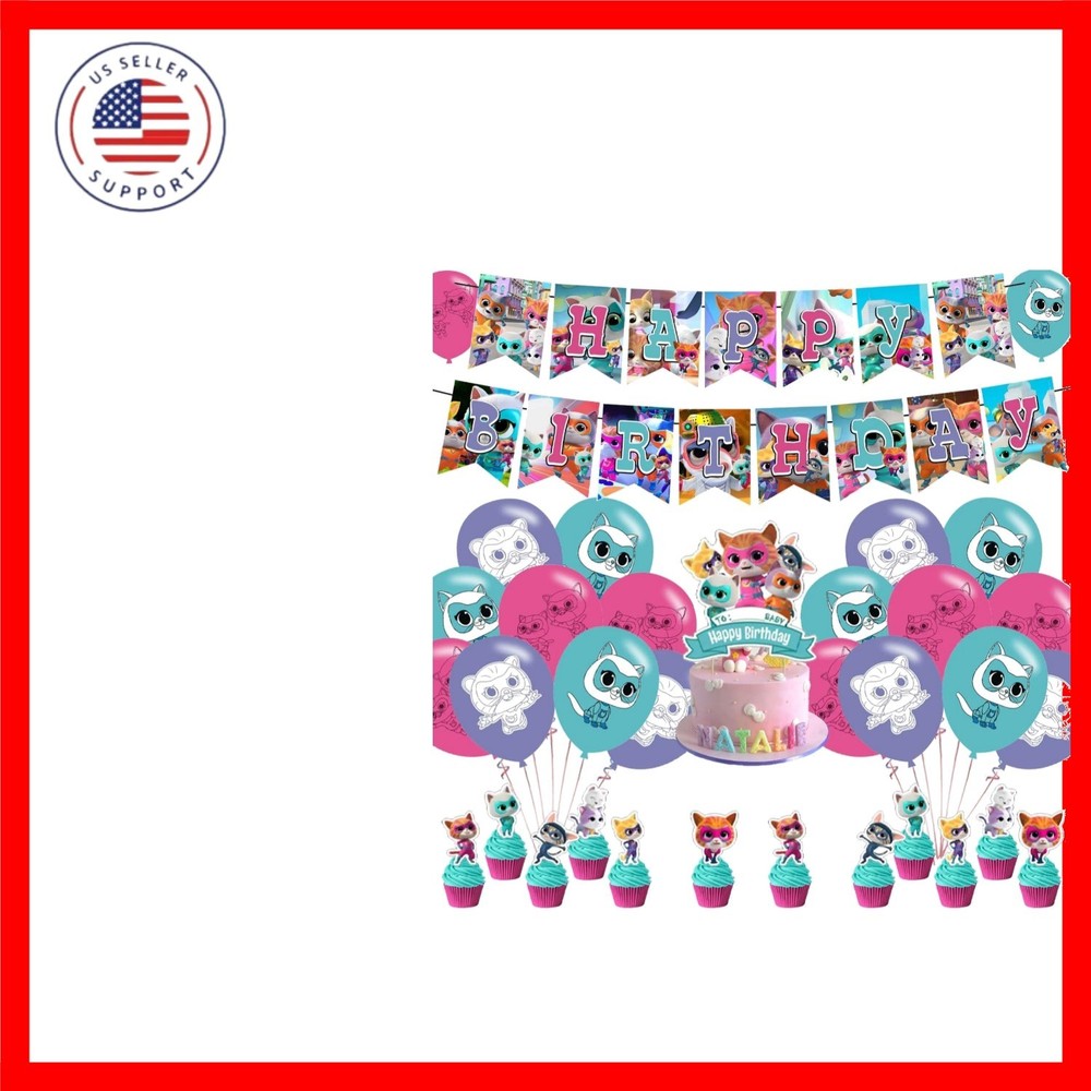 Super Kitties Themed Birthday Party Supplies, Cartoon Kitty Balloons, Cupcake…