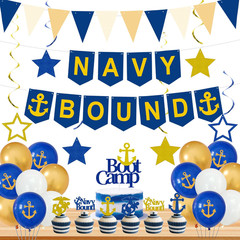 Navy Party Decorations, Blue White Military Themd Banner, Farewell Party Welcome
