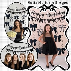 FASOTY Black Bow Birthday Decorations Happy 52 inches,