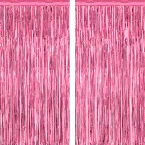 2 Pack Party Decorations, 3.28 FT x 7.05 FT Backdrop, Metallic 2 PCS Pink
