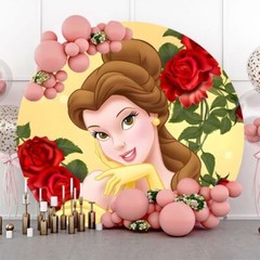 Round Princess Rose Backdrop Birthday Photo Party Background Supplies Studio
