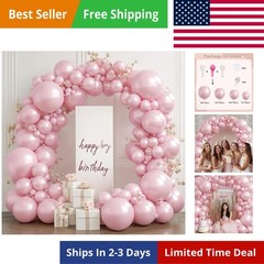 Pearl Pink Balloons Arch Kit – Double Stuffed Pastel Light Pale Pink Balloons…