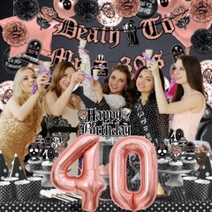 Death to My 30s Decorations 40th Birthday Decorations for Her Black and Rose …