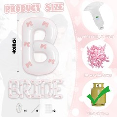 40 inch BRIDE Balloons Bachelorette, White Bride Balloons with Pink Bow for B…