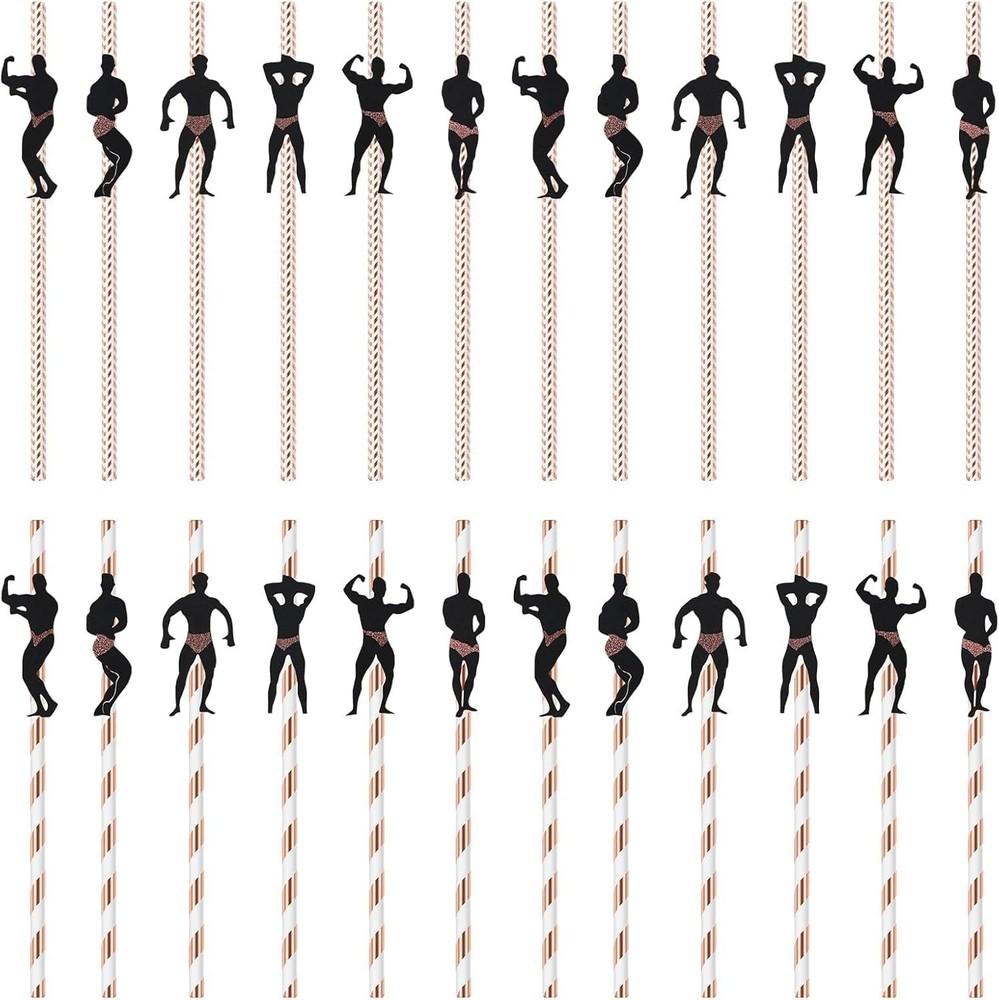 36 Pcs Bachelorette Party Straws Funny Male Dancer Drinking Paper Bridal Shower