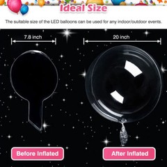 10* Light Up Clear Balloons 20 inch BoBo Bubble Graduation Birthday Party Decor