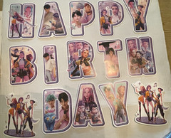 Kpop Demon Hunter Birthday Party Set Table Cover Backdrop Cake Topper Balloons