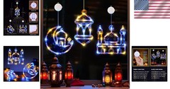 Elegant Blue & Warm White LED Lanterns for Ramadan – 3 Pack with Timer Function