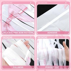 3 Pack Pink Bow Tinsel Foil Fringe Curtains 3.3×6.6 Ft Coquette Party Streamer
