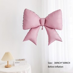 2PCS Valentines Party Pack Light Pink Bow Knot Shaped Balloon Pink Ribbon Bow…