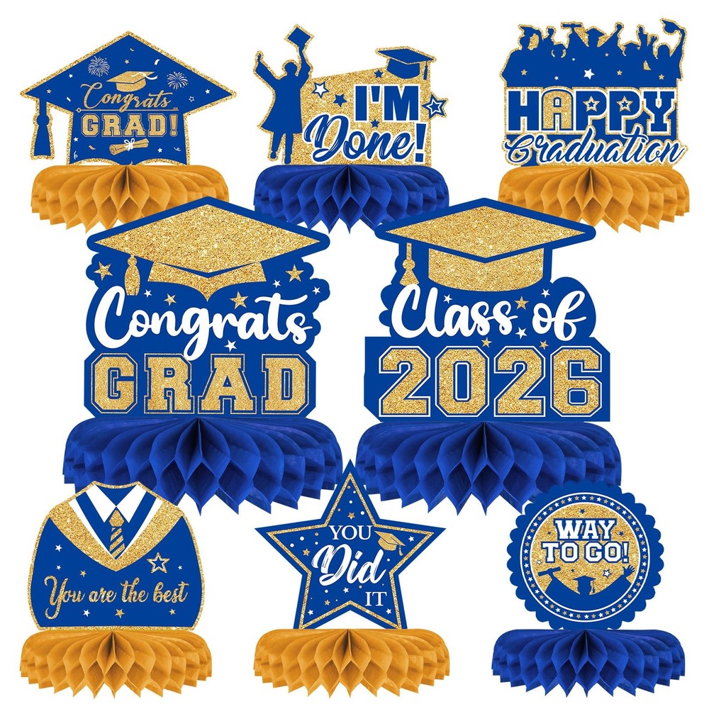 8 Pieces Class of 2026 Graduation Table Decorations 2026 Congrats Grad Honey…