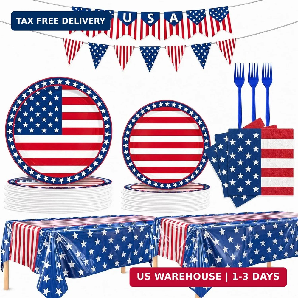 4th of July Decorations, 250th Anniversary Patriotic Party Supplies, Plates and