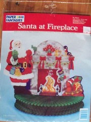 Santa Fireplace Honeycomb Decoration 1994 Paper Fantasies NIP