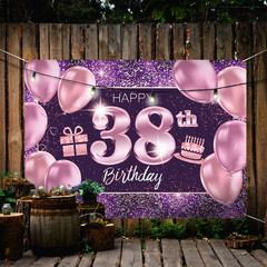 Happy 38Th Birthday Banner Backdrop – 38 Birthday Party Decorations Supplies for