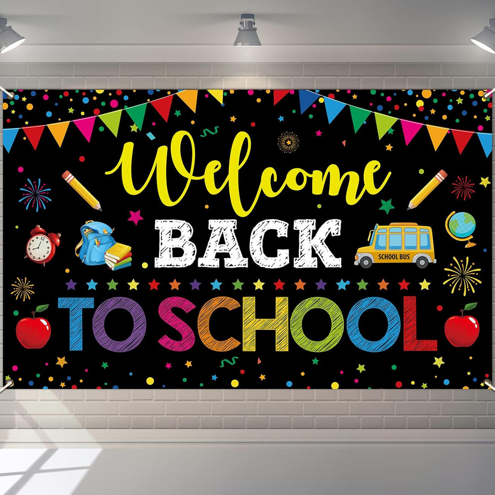 Welcome Back to School Backdrop, 72 X 44 Inch First Day of School Banner | Welco