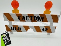 New Caution Old Af Constuction Barrier Birthday Glasses Over The Hill Fun NWT