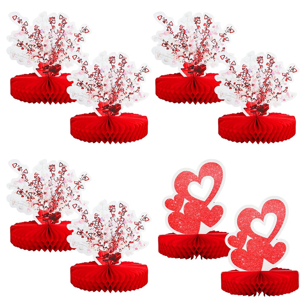 8 Pieces Red Heart Paper Table Centerpieces for Celebrate Valentine’s Day, Ta…