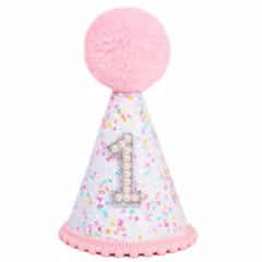 Pink 1st Birthday Hat – Confetti First Birthday Decor, Sprinkle Photo Prop