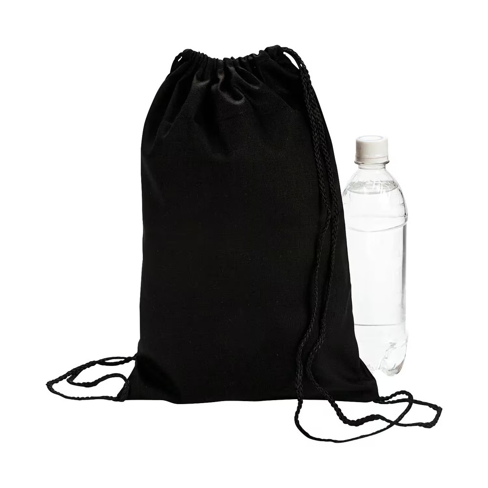 9 1/2″ x 14 1/2″ Black Canvas Drawstring Bags – 12 Pc.