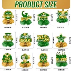 Green and Gold Graduation Decorations 2026,12pcs Green Graduation Table Decorati