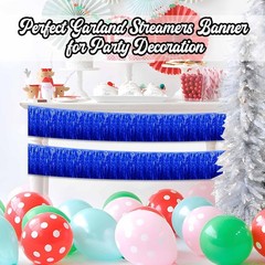 4 Pack 10 Ft Blue Foil Fringe Garland Metallic Streamers Tinsel Banner Wall