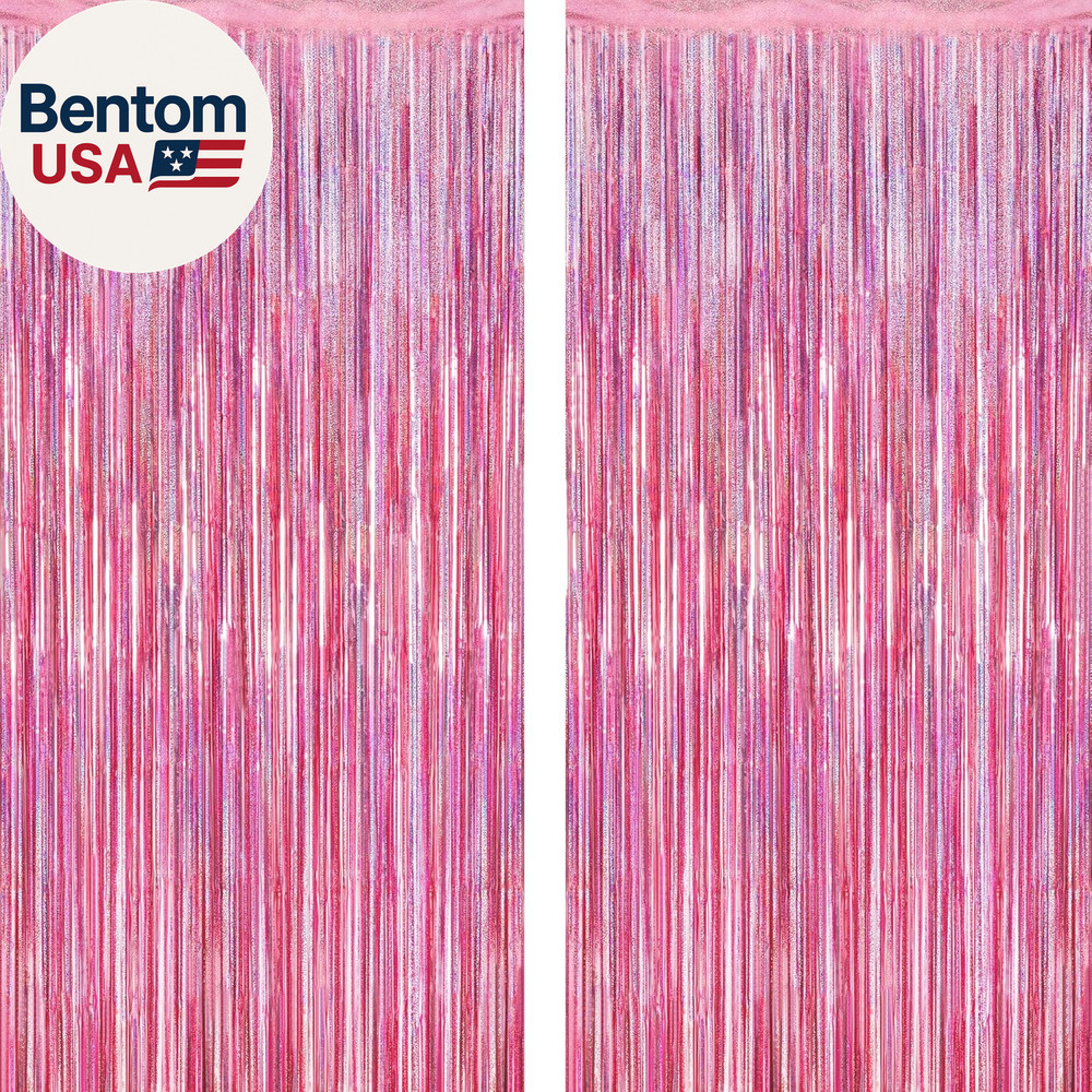 2 Pack Glitter Pink Backdrop, 3.28 FT X 7.05 FT Birthday Party Decorations, Lase