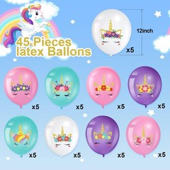 45 Pcs Unicorn Birthday Party Pink and White Balloons Supplies Set USA