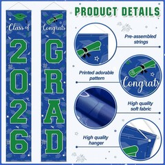 Blue Green Graduation Supplies with Foil Curtains