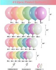 412pcs Pastel Balloon Garland Arch Kit 18 12 10 5 Inch Different Sizes Macaro…