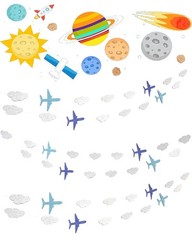 Lauthen.S Airplane Clouds 7.83 Foot (Pack of 6), & Blue Airplanes