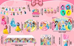 116 Pcs Princess Party Tableware Decorations Set Tablecloth Banner Balloons