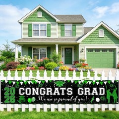 Green Graduation Decorations Outdoor Congrats Grad Banner Large We Are So Pro…