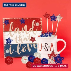 OZIO-US 24 Pcs 4th of July Star Rattan Balls Decoration, Red Blue White Stars fo