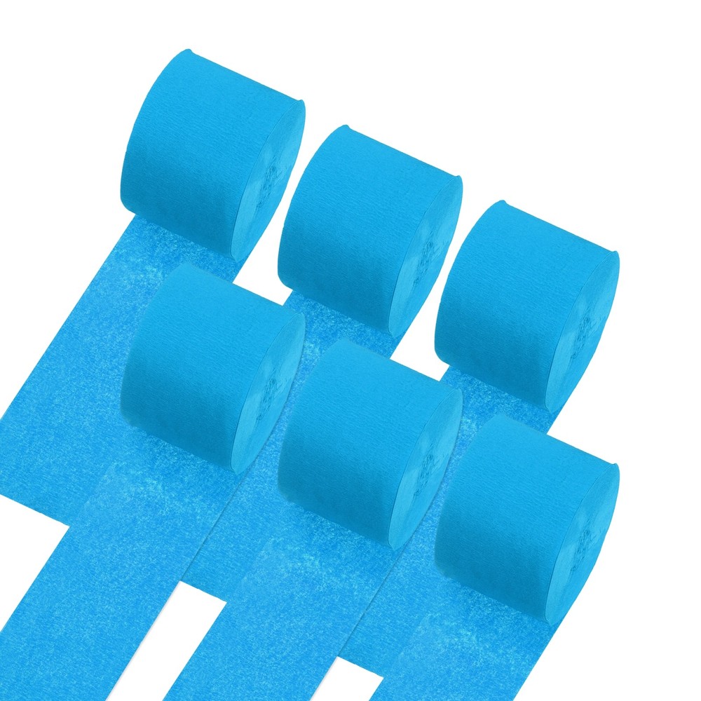 Crepe Paper Streamers 6 Rolls 492ft for Decor, Sky Blue(1.8 in x 82 Ft/Roll)