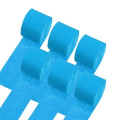 Crepe Paper Streamers 6 Rolls 492ft for Decor, Sky Blue(1.8 in x 82 Ft/Roll)