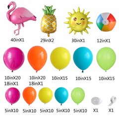 144Pcs Tropical Luau Balloon Arch Garland Kit Pineapple Flamingo Sun Beach Ba…